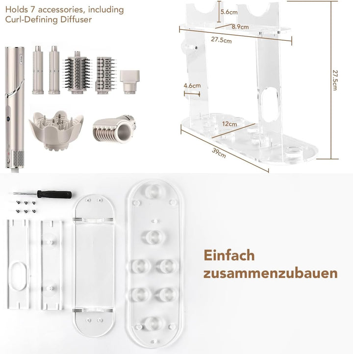 TOSAGE Acryl Organizer für Shark FlexStyle Luftstyler, 7 Fächer für Aufsätze & Diffusor, platzsparen