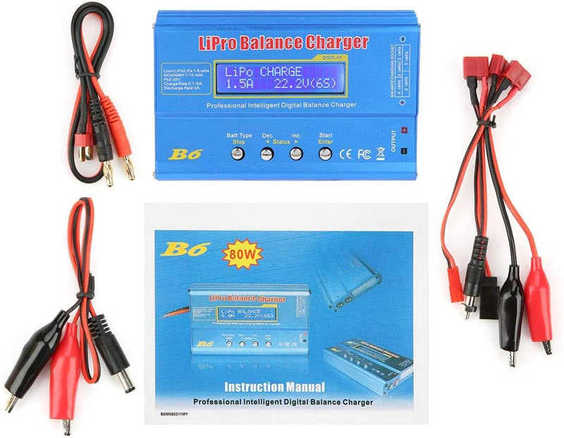 Fafeicy B6 80W digitales LCD-Ladegerät, für parallelen Laden von LiPo NiMH RC-Akku, mit Eingangsspan