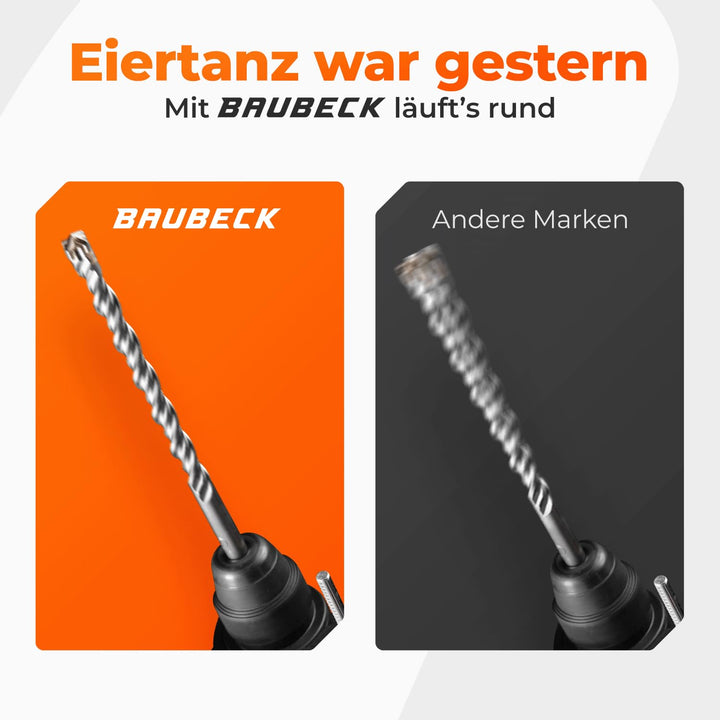 BAUBECK SDS Plus Bohrer Set für Beton [7tlg - Ø6-14 &amp; 160mm lang] 4 Schneiden - Langlebige Betonbohr