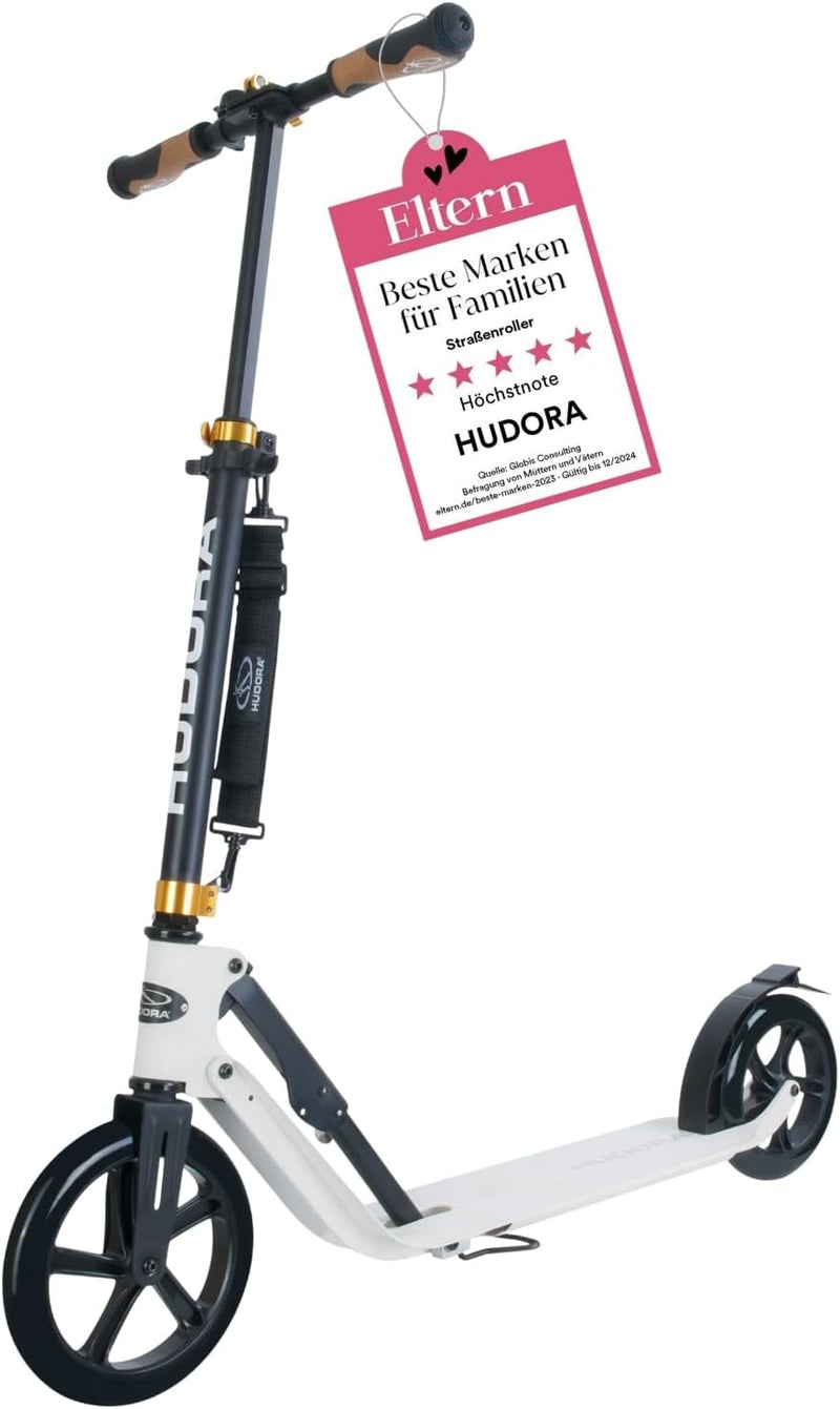 HUDORA BigWheel Style 230 Scooter I Stabiler Aluminium-Roller mit grosser Trittfläche I Höhenverstel