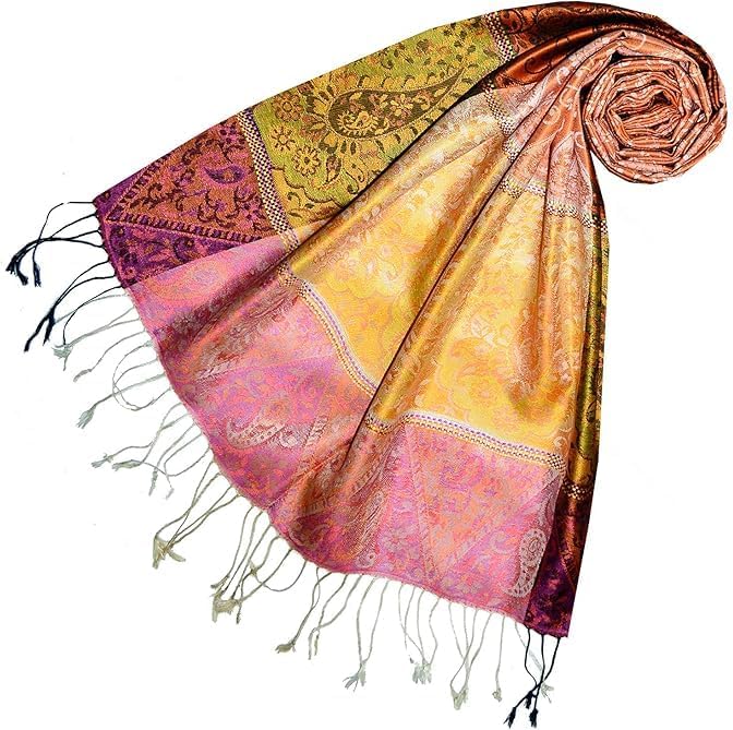 Lorenzo Cana Pashmina Schaltuch jacquard gewebter Damenschal aus 100% Seide Paisley Muster Seidensch