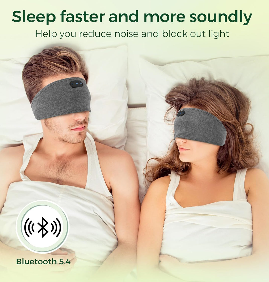MUSICOZY Schlafkopfhörer,Schlaf Kopfhörer aus Bambus mit Bluetooth-Kopfhörern für Seitenschläfer,Kab