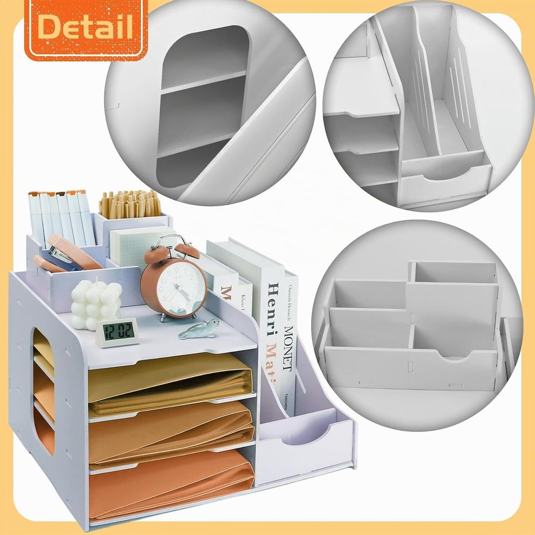 A4 Dokumentenablage Schreibtisch Organizer 4 Schicht Büro Desktop Organizer Dokumentenhalter Weiss S