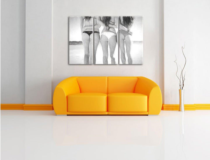 Pixxprint Schöne Mädchen in Bikinis Kunst als Leinwandbild/Grösse: 3 Teilig (120x80) cm/Wandbild/Kun