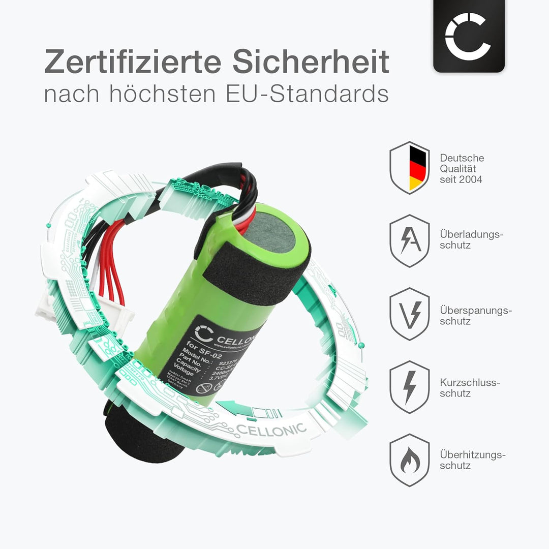 CELLONIC, Lautsprecherakku kompatibel mit Sony SRS-X2 (2400mAh, 3.7V) Ersatzakku 9-885-197-08, SF-02