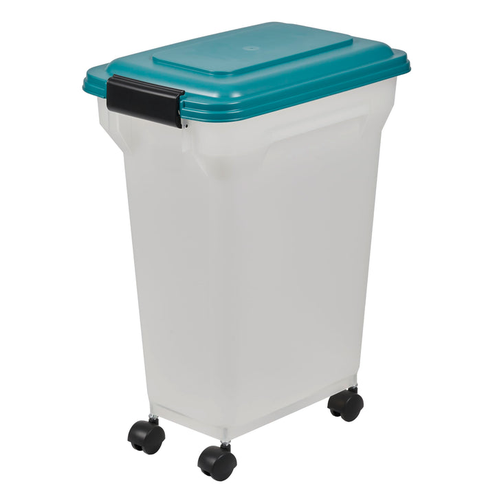Iris Ohyama Hundefutter Aufbewahrung mit Rollen, 20L/7.5kg, Blau, Luftdichte Futterbox, Trockenfutte