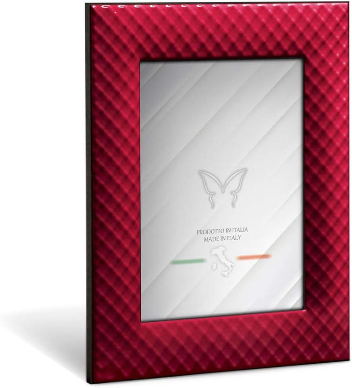 Mareli Bilderrahmen für den Tisch, Emailliertes Metall mit Geflecht Typ Netz, rot, Adatta a Foto 18x