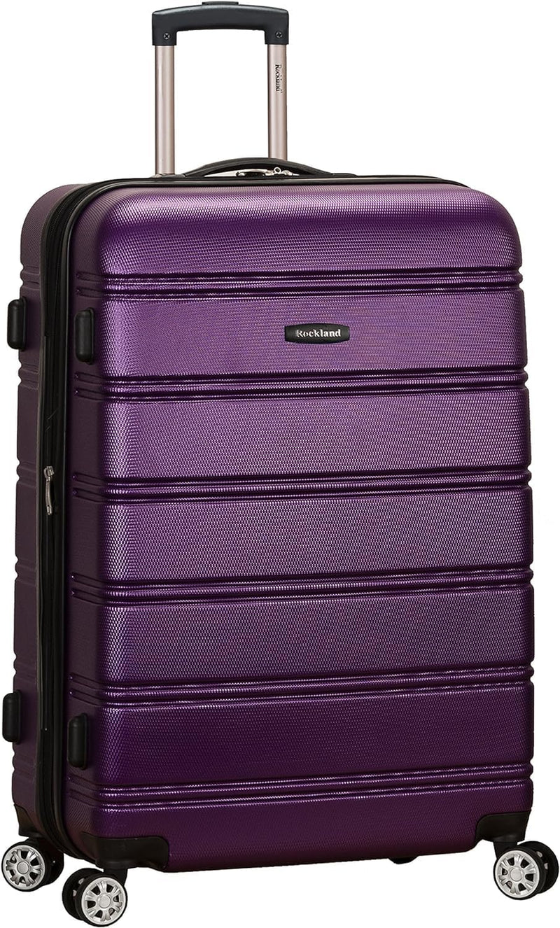 Rockland Melbourne Hardside Erweiterbares Spinner-Rad Gepäck, Violett, Checked-Medium 24-Inch, Melbo