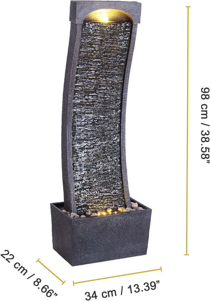 Peaktop - Garten Terrasse Stein 38-Zoll-Brunnen mit gebogen Wasserfall