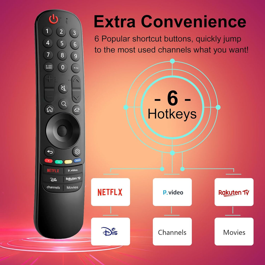 Ersatz für LG Magic Remote, MR24GA MR23GA MR22GN MR21GA MR20GA Universal Fernseher Fernbedienung kom