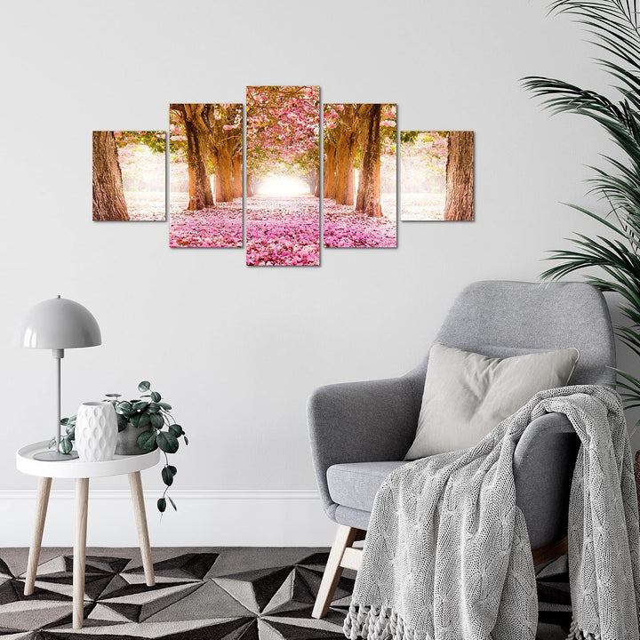 Runa Art Wandbilder Wald Landschaft 5 Teilig Bild auf Vlies Leinwand Deko Schlafzimmer Wohnzimmer Na