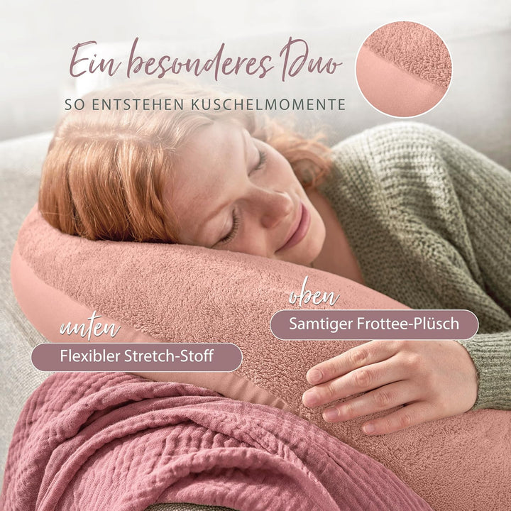 Theraline Plüschmond Stillkissen, Kopfkissen und Nackenkissen mit Perlen, ergonomisches Kissen zum S