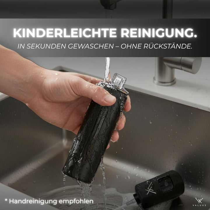 VALUXE® Ölsprüher für Speiseöl & Essig mit UV-Edelstahlmantel & Sprühfilter - Edelstahl Öl-Sprühflas