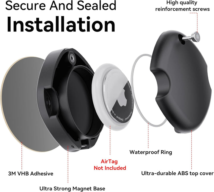 DDJ 2er-Pack Ultra-Magnethalterung für Apple AirTag, wasserdichte, bruchsichere Hülle mit 3M-Klebest