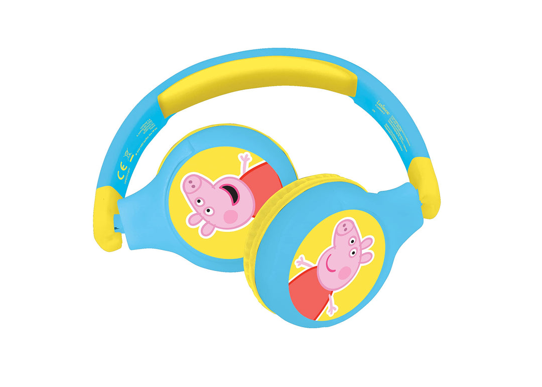 Lexibook, Peppa Pig, 2-in-1-Bluetooth-Kopfhörer für Kinder, Stereo drahtlos/kabelgebunden, kindersic