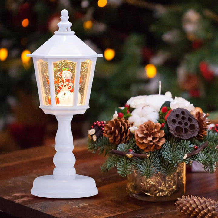 Shinybox Weihnachtsdeko Laterne, Schneelaterne Weihnachtskerze mit Musik, Weihnachten LED Deko, USB