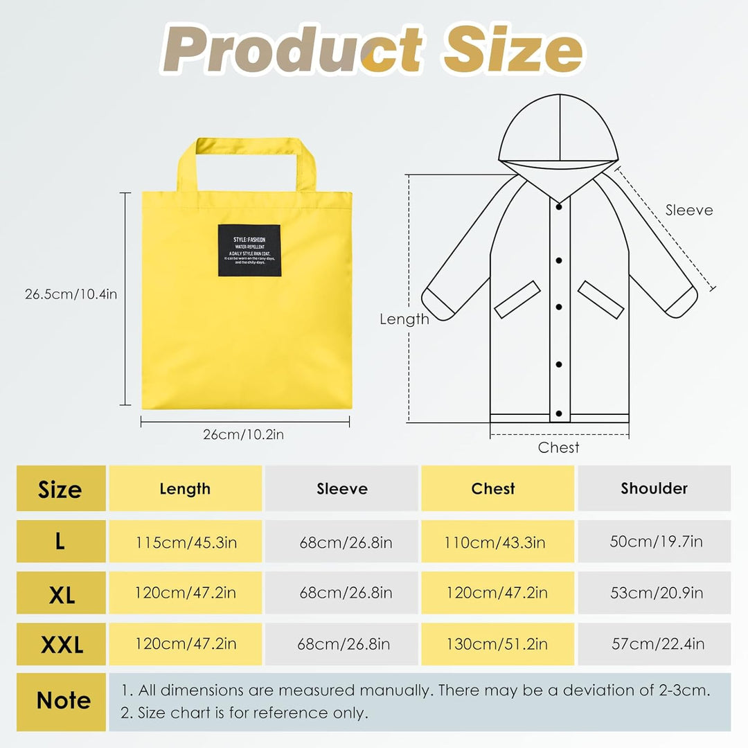 LAMA Stilvoller langer Regenmantel Unisex Regenponcho mit Wasserdichte Pattentasche Kapuze Tunnelzug