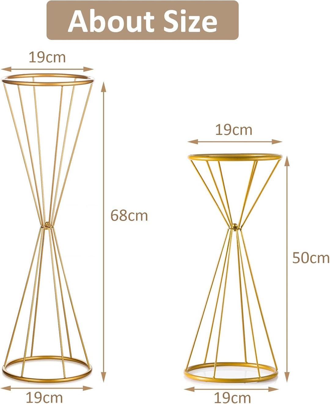 Sziqiqi Blumenständer Gold für Hochzeit: 68cm Hohe Trompete Vase für Tische Hochzeitsempfang Set of