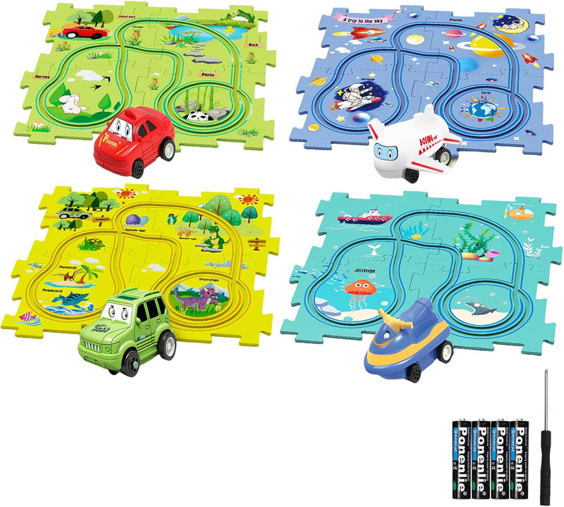 Auto Spielzeug Autorennbahn Spielzeugauto DIY-Puzzlebahn für Kinderspielzeug DIY-Route Cars Spielzeu