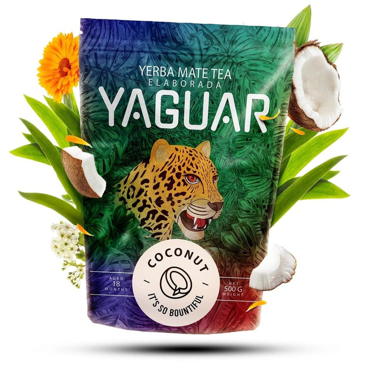Verde Mate und Yaguar Mate Tee Set 1kg - Yerba Mate Frutos Tropicales und Coconut 2x500g - Fruchtige