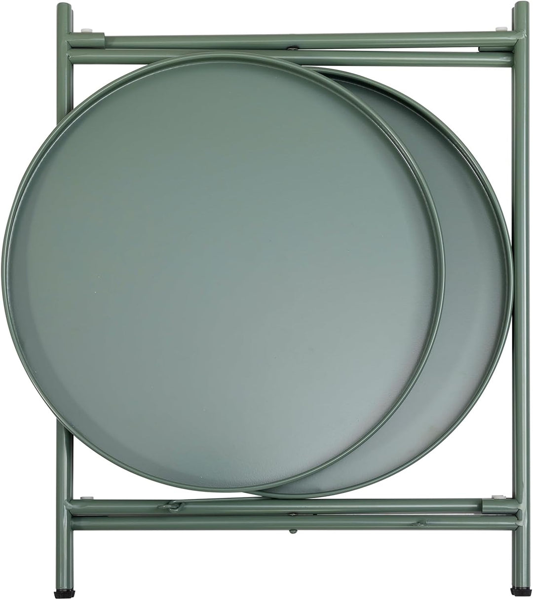 HollyHOME Runder Beistelltisch 2 Ebenen Beistelltisch Kaffeetische Metalltablett, Snacktisch, Teetis