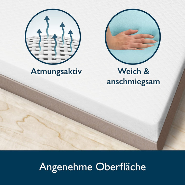 Beautissu BeauNuit GT Gel Matratzentopper 90x200 cm Matratzenauflage mit Gel Viscoschaum & Stützscha