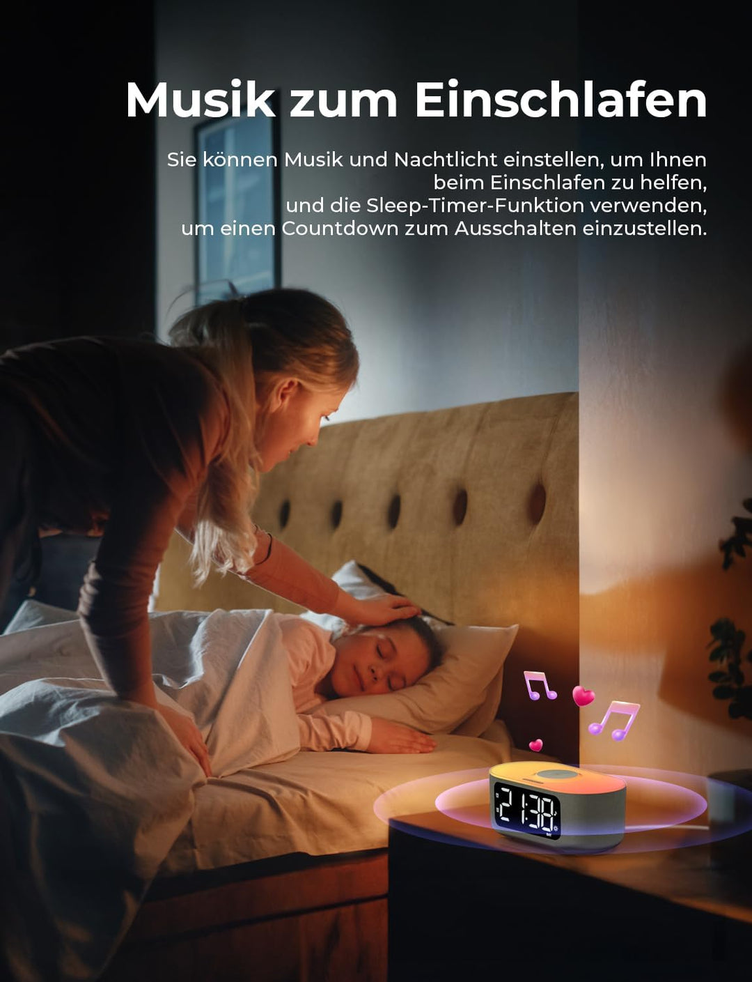 LIORQUE Digitaler Radiowecker mit Kabelloser Ladestation, Bluetooth Wecker mit Licht, 15W Fast Wirel