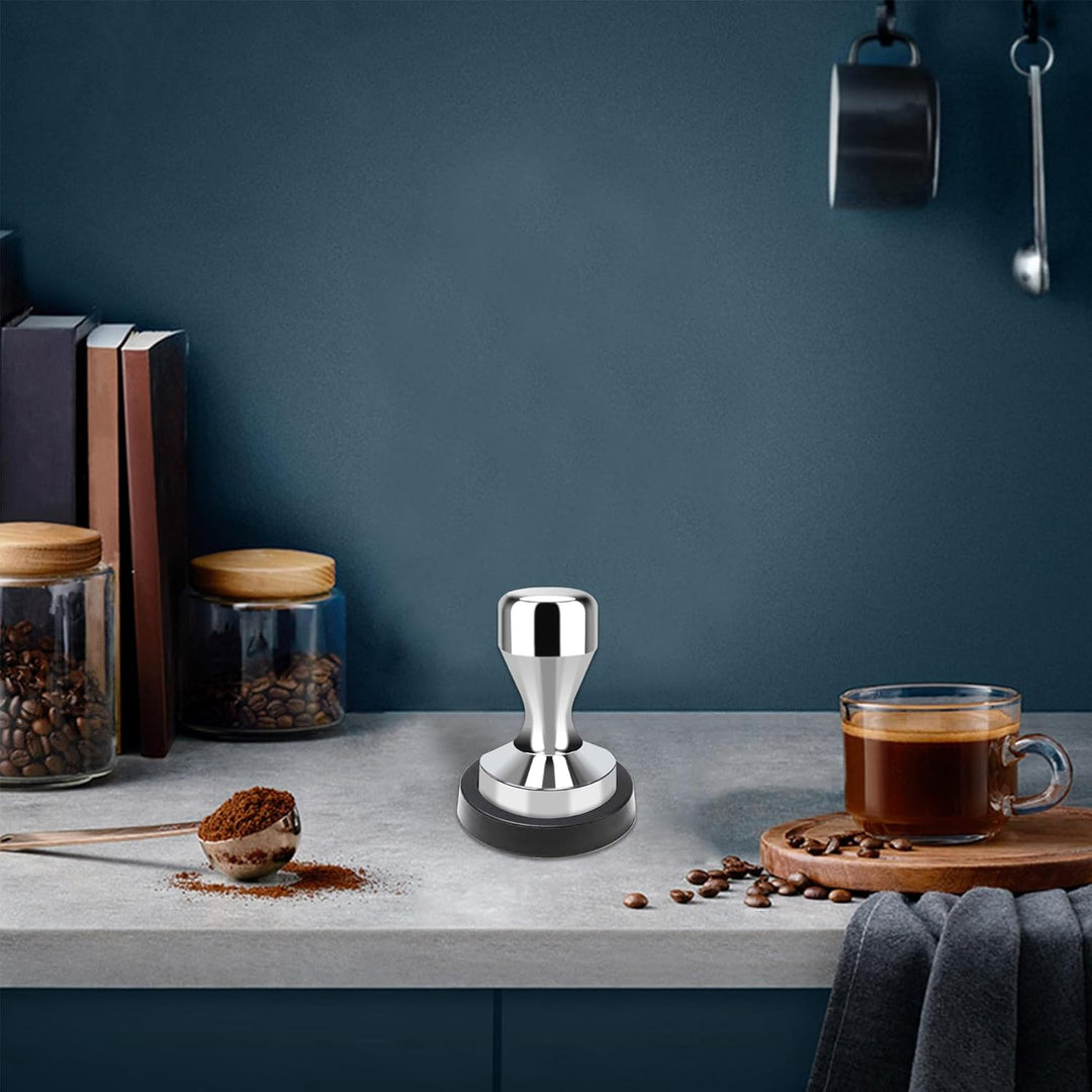 Kaffeestampfer, Espresso-Kaffeepresse 49 mm, Tamper Kaffee mit Silikon-Tampermatte