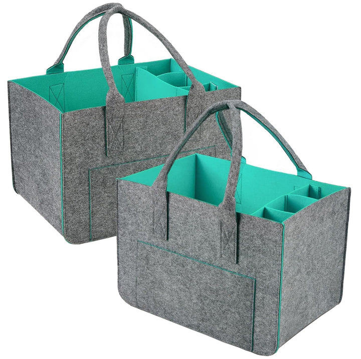 2 Stück 30L Gross Filztasche Einkaufstasche mit Fächern, Faltbar Filztaschen Shopper mit Stabile Hen