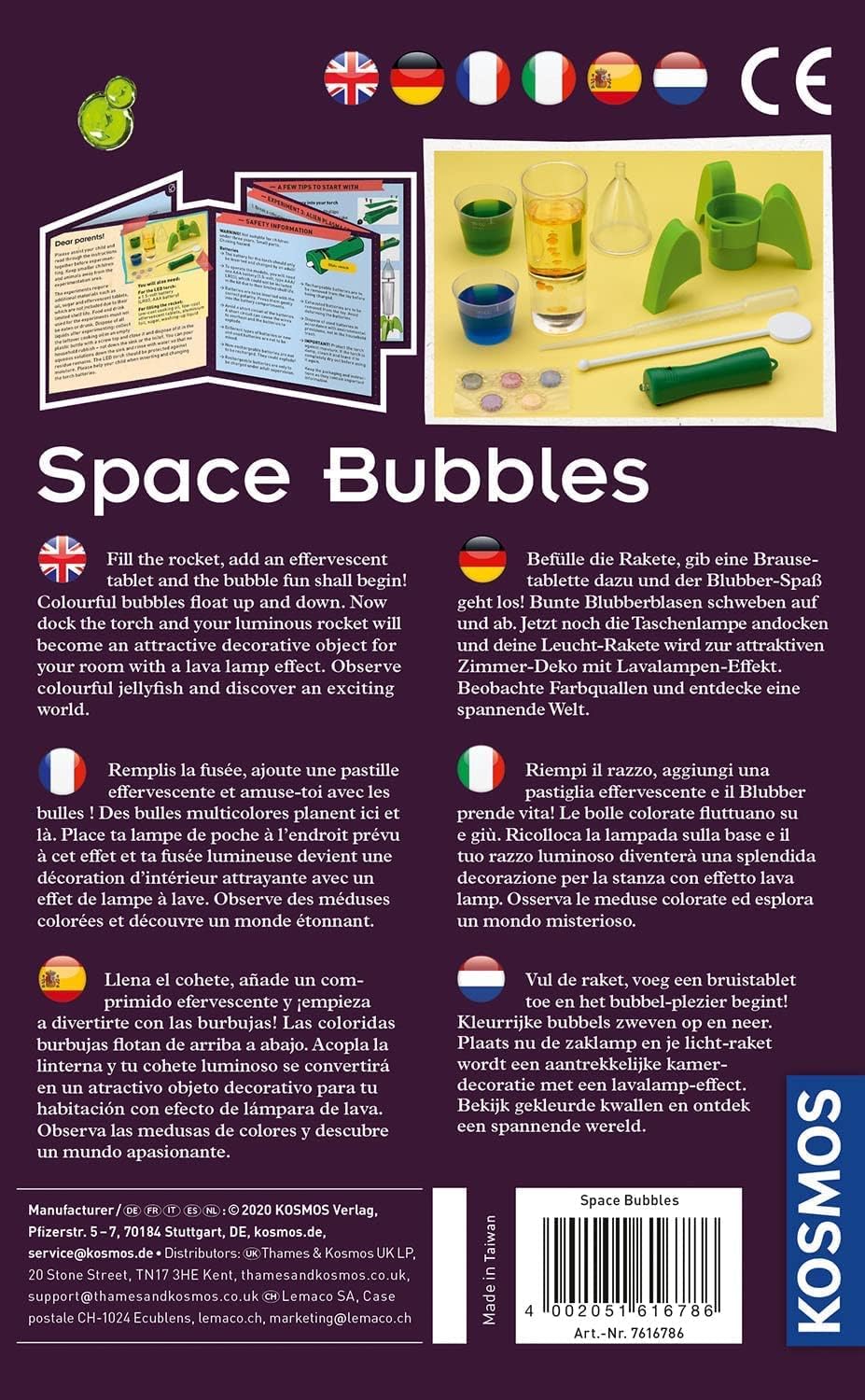KOSMOS 616786 Space Bubbles - Mini Raketen Lavalampe Experimentier Set für Kinder mit mehrsprachiger