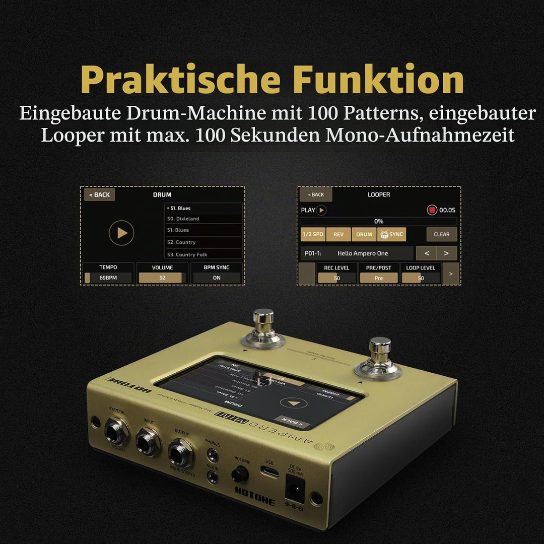 Hotone Gitarre Bass Multi-Effekte Prozessor Touchscreen Gitarre Bass Amp Modellierung IR Cabinets Si