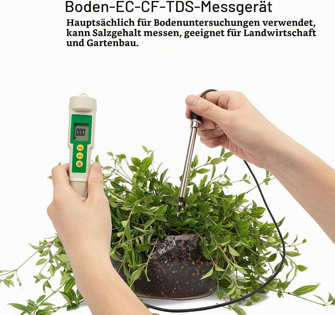 EC CF TDS 3-in-1-Bodentester EC-3185 Bodenmessgerät Bodenanalysegerät Pflanzenpflegetool für Den Gar