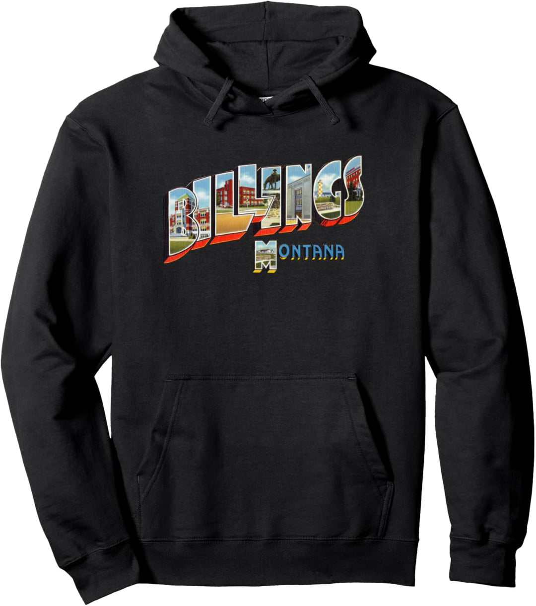 Billings Montana MT Vintage Retro-Souvenir Pullover Hoodie