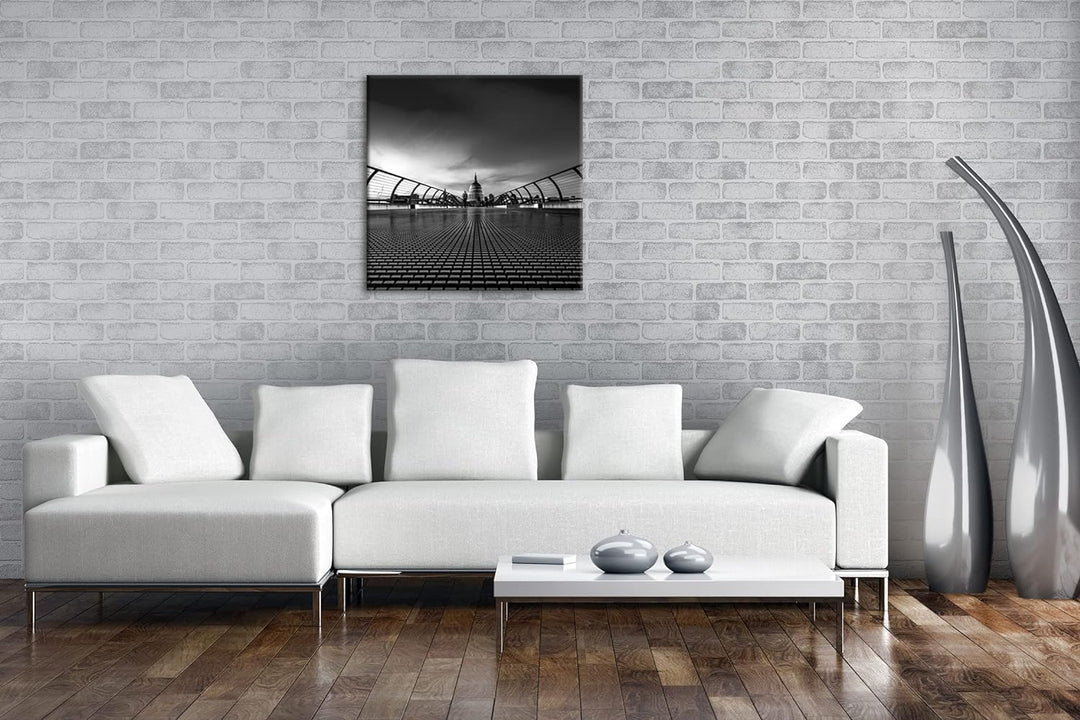 Dämmerung im historichen London Effekt: Schwarz&Weiss, Format: 60x60 als Leinwandbild, Motiv fertig
