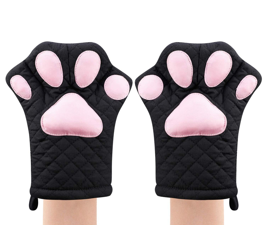 Ofenhandschuhe, süsses, lustiges, Katzenpfoten-Design, hitzebeständig, gestepptes Baumwollfutter, To