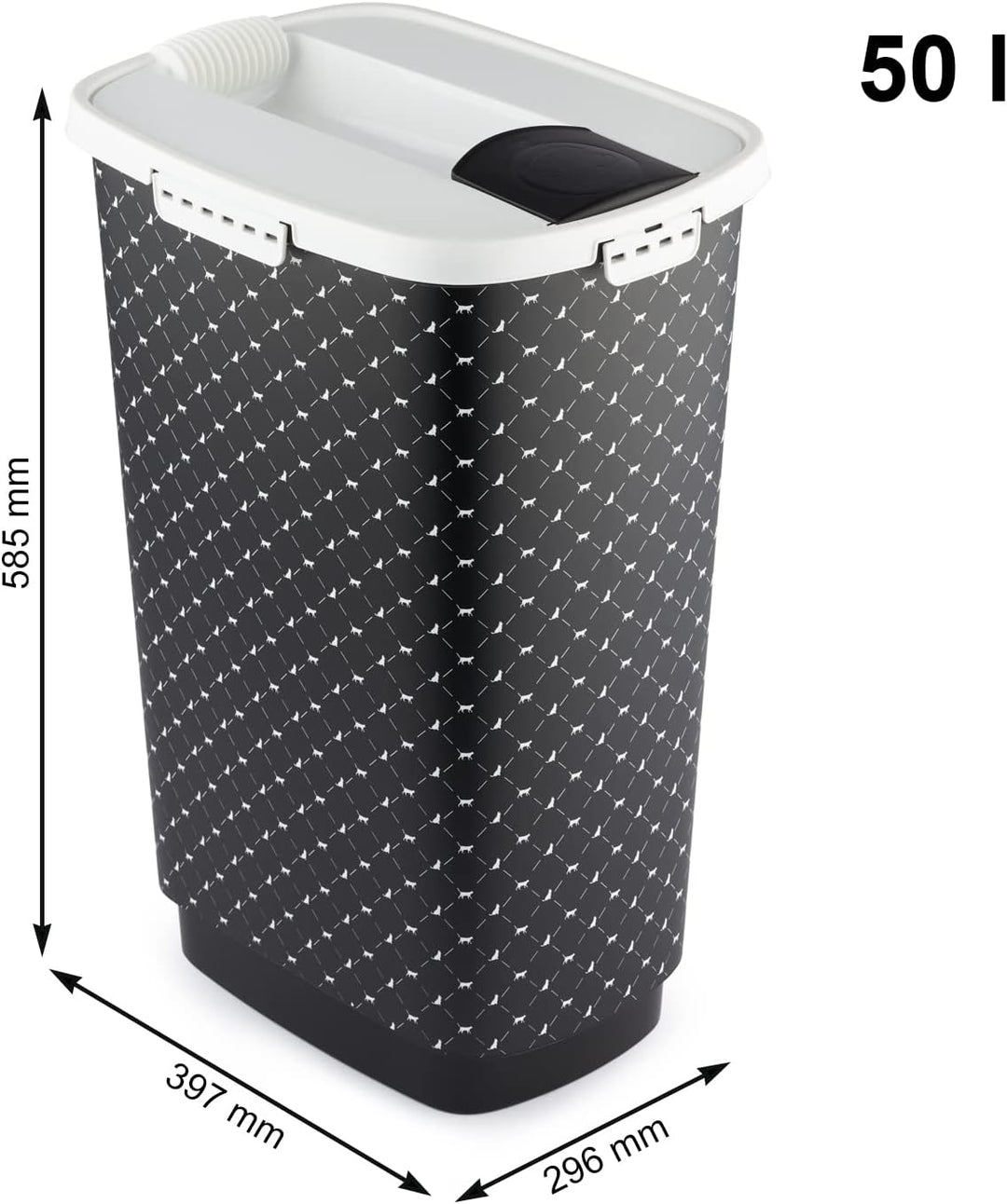 Rotho Cody Tierfutterbehälter Deckel, lebensmittelechter Kunststoff (PP) BPA-frei, schwarz, 50l, (39