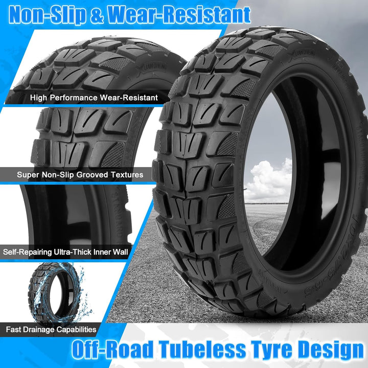 10x2.75-6.5 Tubeless Reifen, Selbstreparierende Off-road Vakuumreifen mit Ventil,10 Zoll E Scooter E