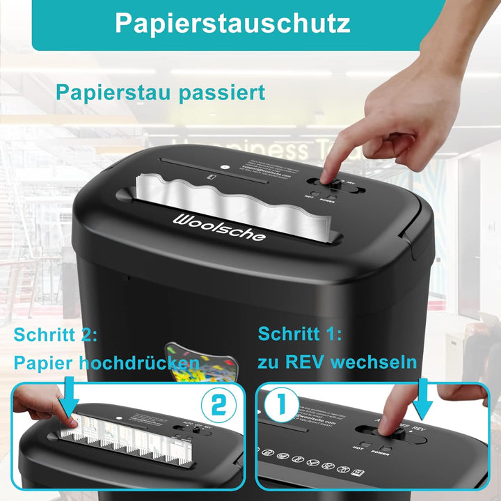 Aktenvernichter, schreddert 12 Blätter auf einmal, kann Kreditkarten/CD und Büroklammern zerkleinern