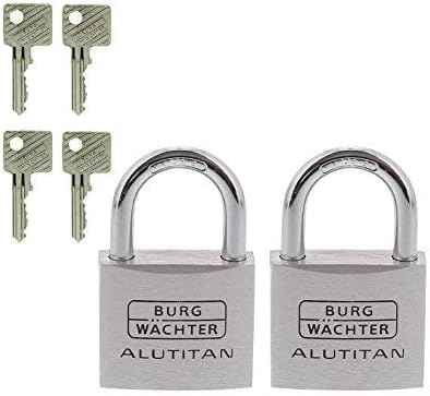 Burg-Wächter Vorhangschloss, Vorhängeschloss mit Schlüssel, Duo Set, 6,5 mm Bügelstärke, massives Al