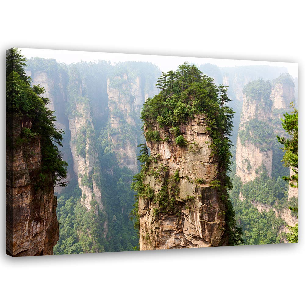 Feeby Vlies Leinwandbild Tianzi-Berg 90x60 cm Wand Bild Kunstdruck Deko Wohnzimmer Wohnungs Deko Nat