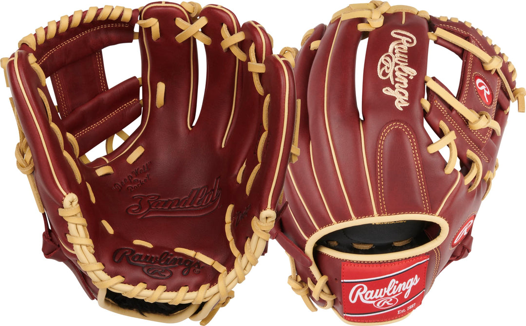Rawlings Sandlot Baseball-Handschuh-Serie Rechte Hand Wurf Infield / Krug 29,2 cm – I Web – Burgunde