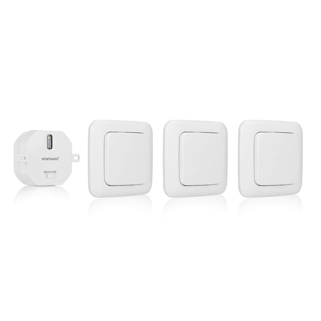 Smartwares SH4-99567 Schlafzimmer-Lichtschalterset – Plug & Connect – 1 Einbauschalter – 3 Wandschal