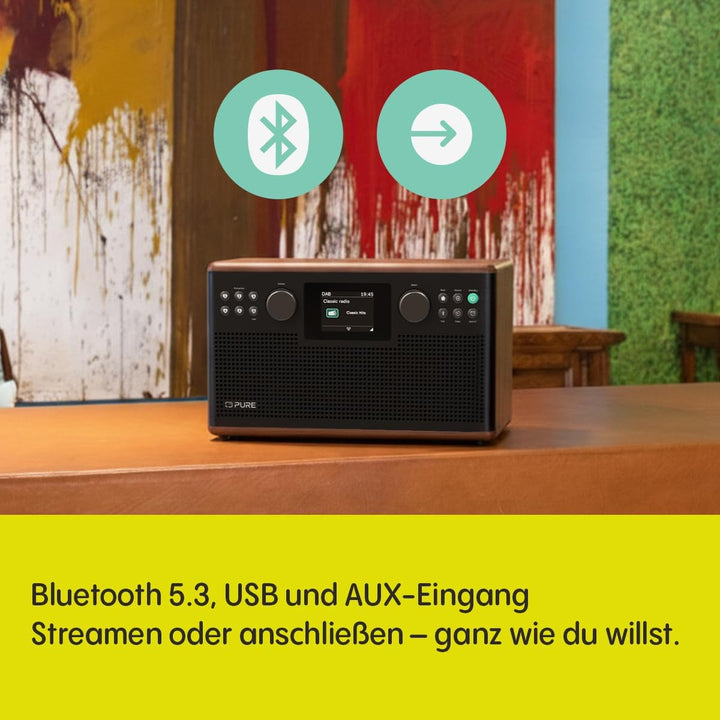 Pure Classic H6 Hi‑Fi Stereoanlage und Musikanlage mit DAB+ UKW Radio Bluetooth 5.3 USB‑A & AUX 2,4"