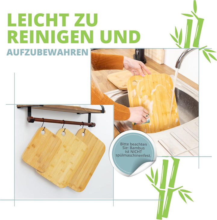 Oliver's Kitchen 's Premium Schneidebrett aus 100% Bio-Bambus - Gross, 45 x 30 x 2 cm - Wendbares Ho