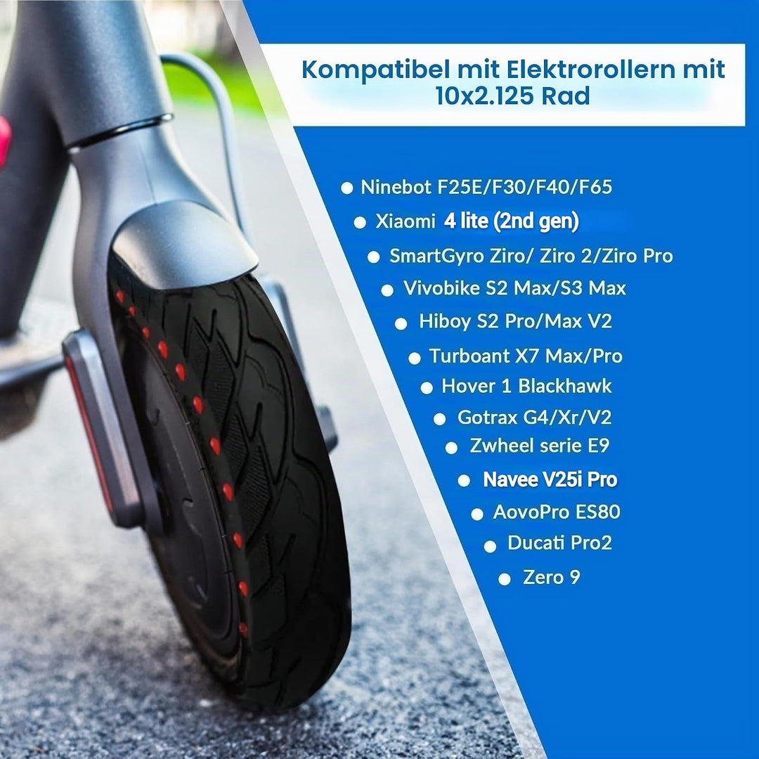ANSENI 10 zoll e-scooter reifen,Vollreifen 10X2,125 Ersatzreifen für Vivobike S2 Max,S3 Max,Scooter