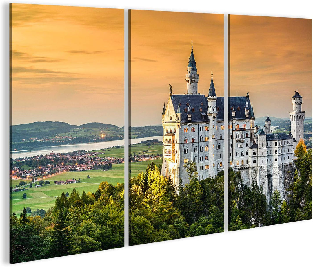 islandburner, Bild auf Leinwand Schloss Neuschwanstein in den bayerischen Alpen Deutschlands. Wandbi