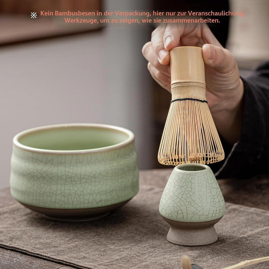 Chawan Matcha Tea Bowl und Matcha Whisk Ruhe, Chasenhalter, Teanagoo MB-6, 18 Unzen / 510 ml, mattes