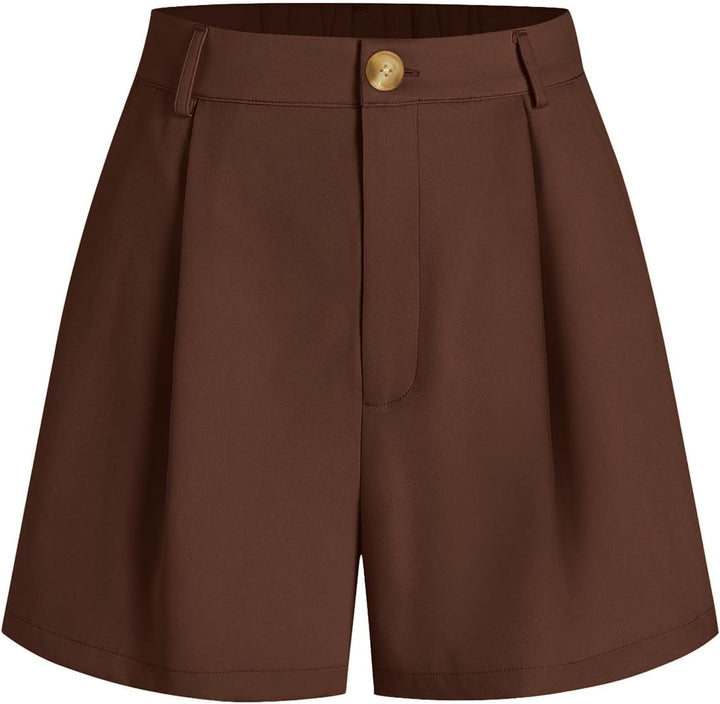 Frauen Casual Elastische Taille In Der Rückseite Plissee Herren Shorts Mit Innenslip 16 Kaffee XL, K