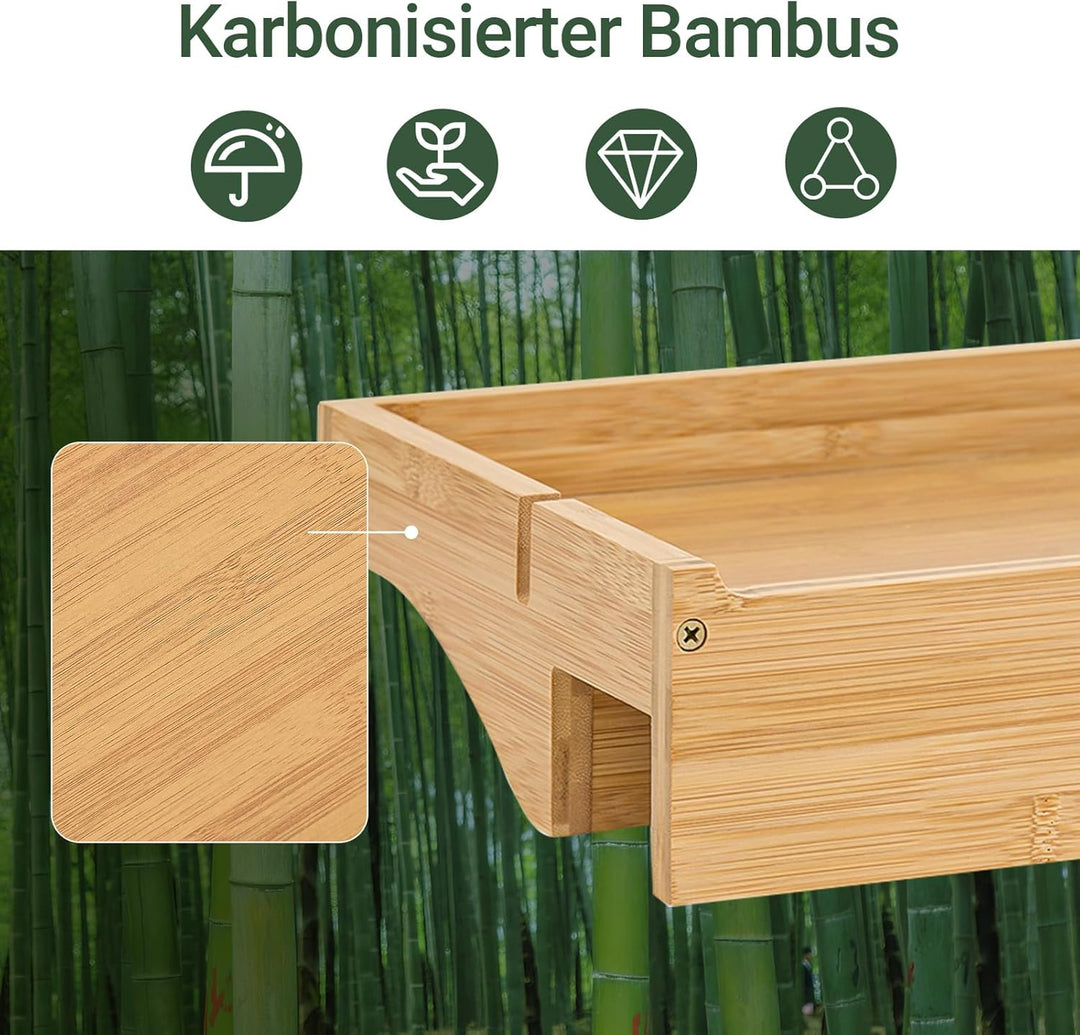 SoBuy Bettablage mit Kabelführung Nachttisch Regal für Mobiltelefon, Fernbedienung aus Bambus klemmb