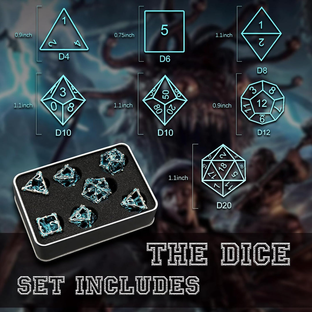 Beholder Würfelset, DND Würfel Metall Dice Set, ZHOORQI W20 Würfel Polyedrische Würfel für Dungeons